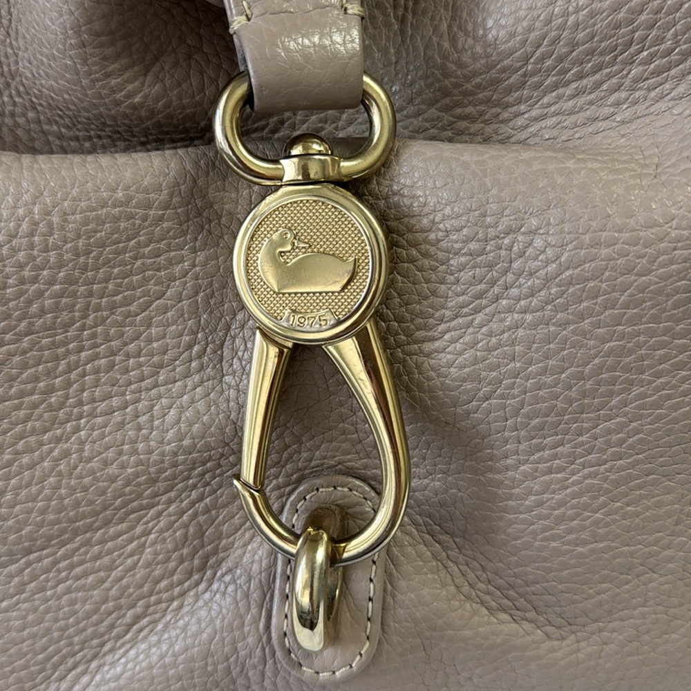 DOONEY & BOURKE Pebbled Leather Gray Logo Lock Sac Size 12”x12.5”x5” - Picture 4 of 12